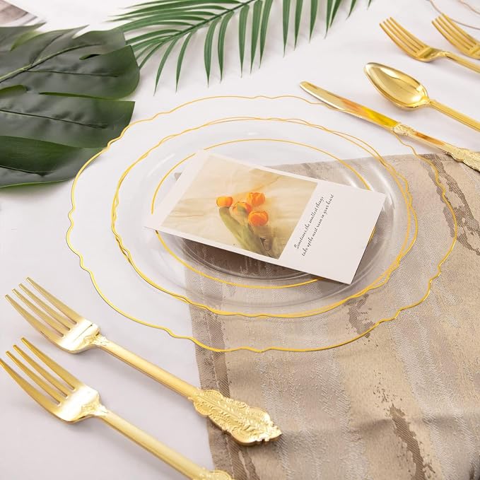 100pcs Clear Disposable Plastic Plates - Image 3