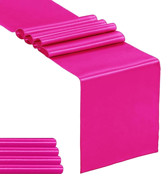 5-Pack Satin Table Runner Fuchsia 12 x 108 inches Long, Table Runners by Hahuho