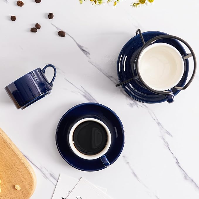 Espresso Cups Set of 4, 4oz Stackable Coffee Cups - Image 3