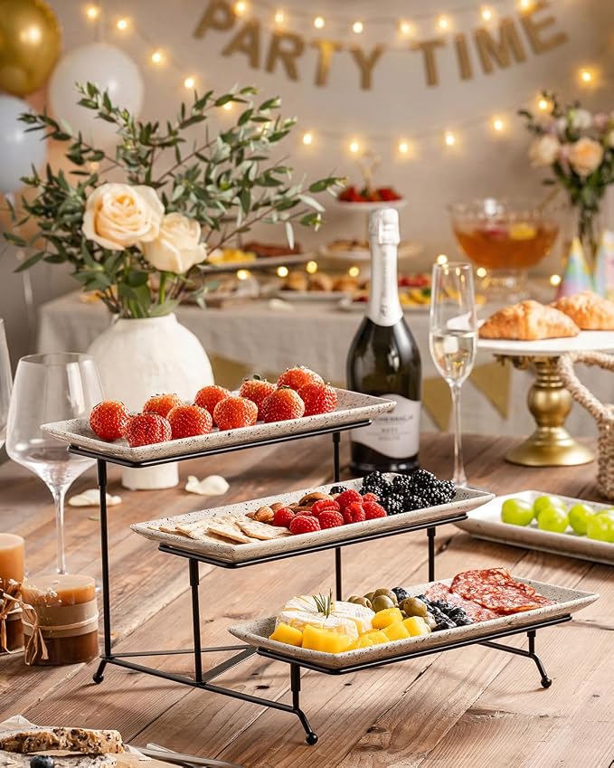 LAUCHUH 3 Tier Serving Tray, Porcelain Serving Platters and Trays - Image 7