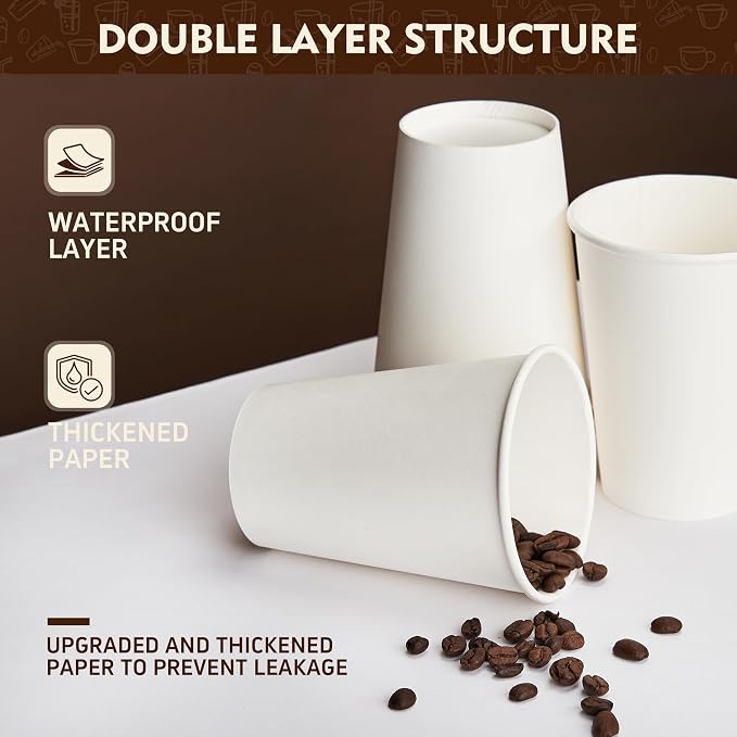 YEEHAW 16 oz 500 Pack White Disposable Paper Coffee Cups | - Image 6
