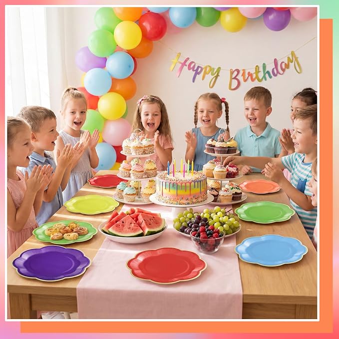 60 Pcs Colorful Paper Plates, 7 In Disposable Dessert Plates - Image 6