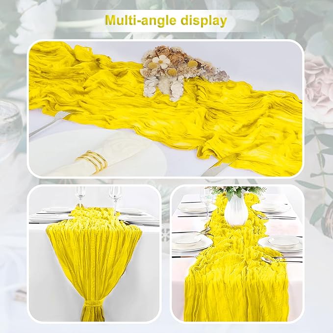 6 Pack Yellow Cheesecloth Table Runner 35x120 Inch 10Ft Rustic Gauze Cheese - Image 6