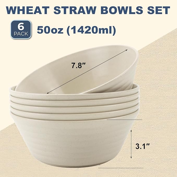 Wheat Straw Bowl Sets, Microwave and Dishwasher Safe Bowls, Super Big Bowl Sets - Image 2