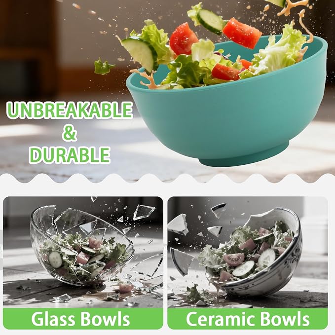 Wheat Straw Bowls 60 OZ, Unbreakable Large Salad Bowl Set of 6, Microwave and - Image 5