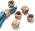 Napkin Rings Set of 12, Handmade Water Hyacinth Boho Napkin Rings, Rustic by YANGQIHOME