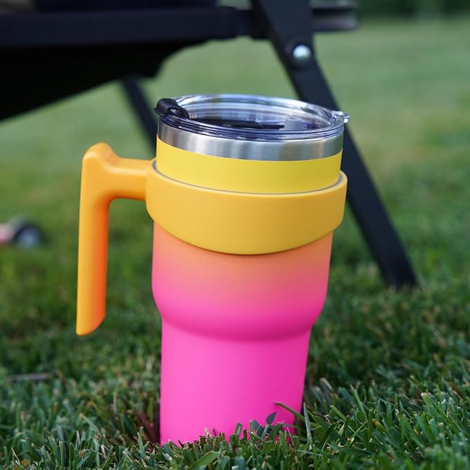 Konokyo 30 oz Tumbler with Handle and Straw, Insulated Travel Mug | Rainbow; - Image 6