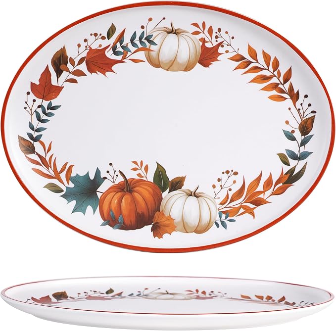 Fall Pumpkin Serving Platters Set of 2, 14 x 10.5 Inch Melamine | BPA-free by molidiki