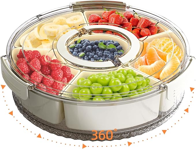Divided Serving Tray with Lid and Handle, Stackable Snackle Box Container by Unknown