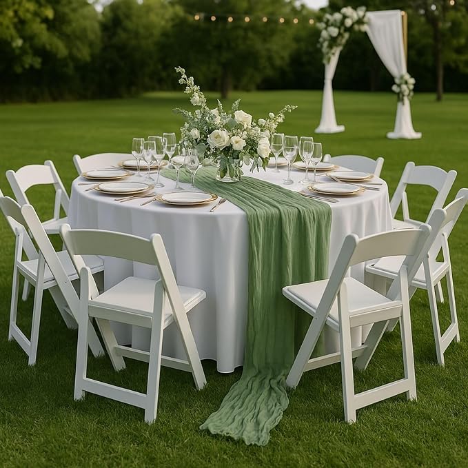 3 Pack Sage Green 10FT Cheesecloth Table Runners –120 Inch Rustic Gauze Bulk Set - Image 5