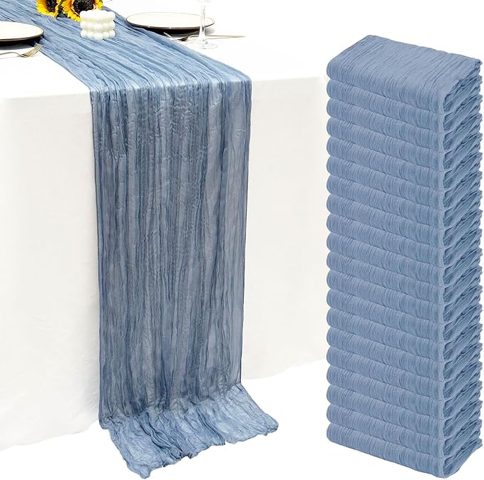 20Pack Dusty Blue Cheesecloth Table Runner 10Ft Gauze Table Runner | Blue by Seveups