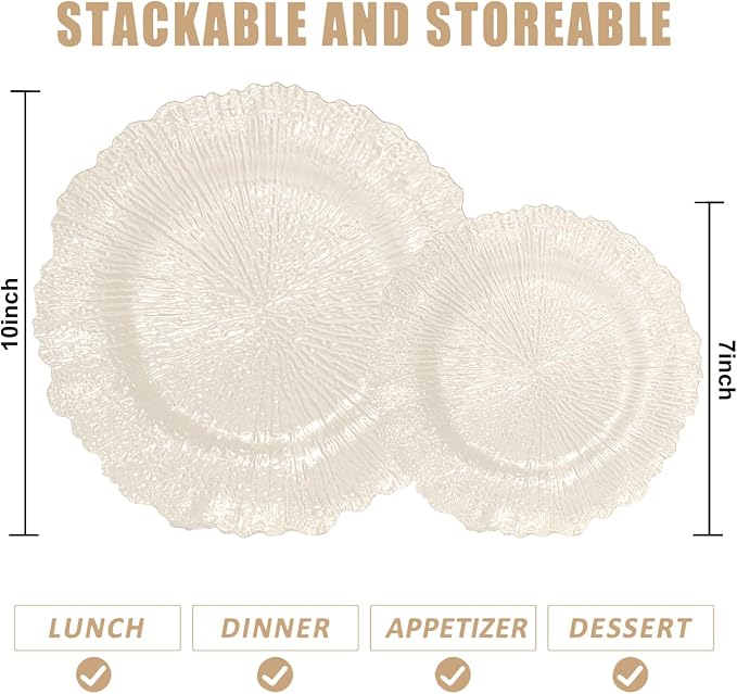 U-QE 60PCS Clear Coffee Plastic Plates - Image 2