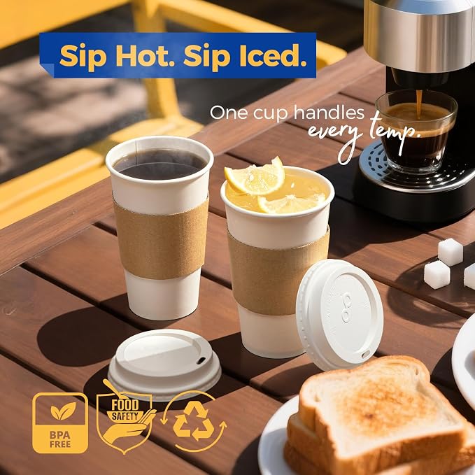Fit Meal Prep 100 Pack 16 oz Disposable Coffee Cups - Image 5