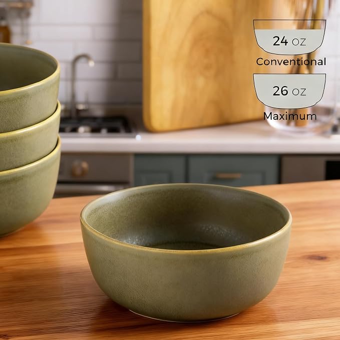 AmorArc Stoneware Cereal Bowls Set of 6, 26oz Soup Ceramic Bowls Set | Modern - Image 4