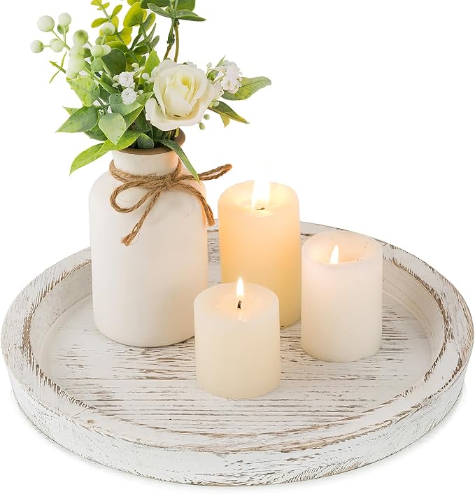Hanobe Round Wood Candle Holder Trays by Hanobe