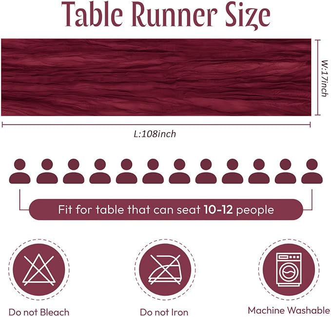 25 Pack Burgundy Red Cheesecloth Table Runner 17 x 108 Inch Gauze Table Runner - Image 2