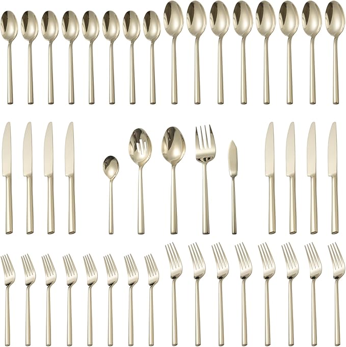 Alata Potter Champagne Gold 45-Piece Forged Silverware Set by Alata