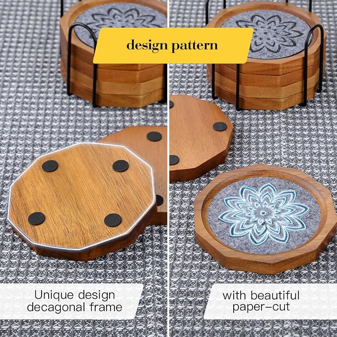 Wood Coasters for Drinks Absorbent - Image 3