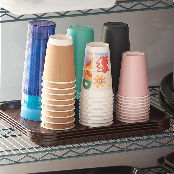 Plastic Serving Trays, Stackable Cafeteria Trays 6 Pack, 12 x 16 Fast Food - Image 8