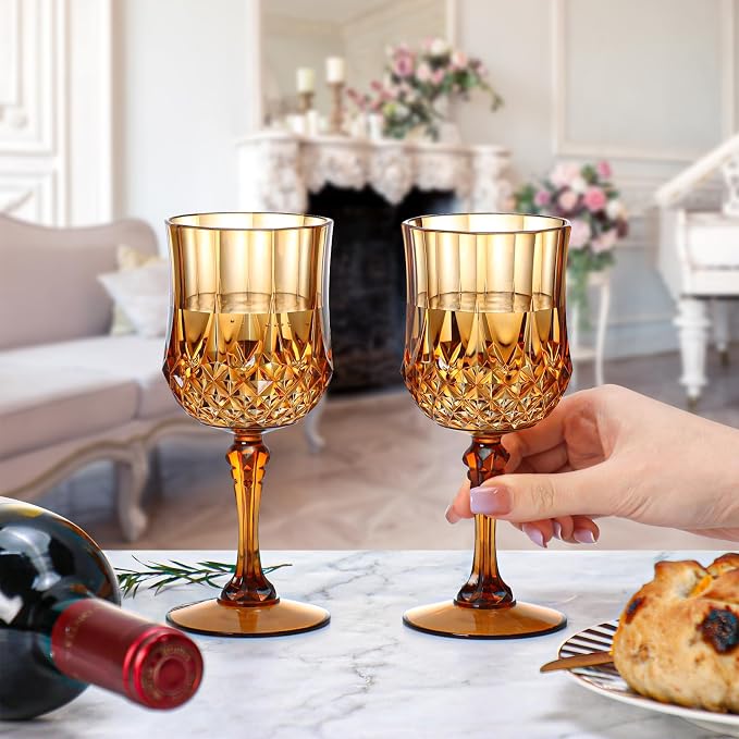 XUWAIDSGN 7oz Plastic Vintage Wine Glasses Drinking Glasses Unbreakable Wedding - Image 8