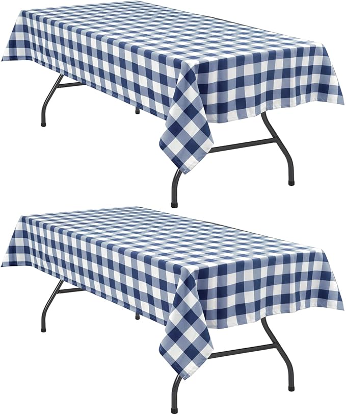 Checkered Tablecloth, 2 Pack, 60 x 120 inch, Stain and Wrinkle Resistant by Hiasan