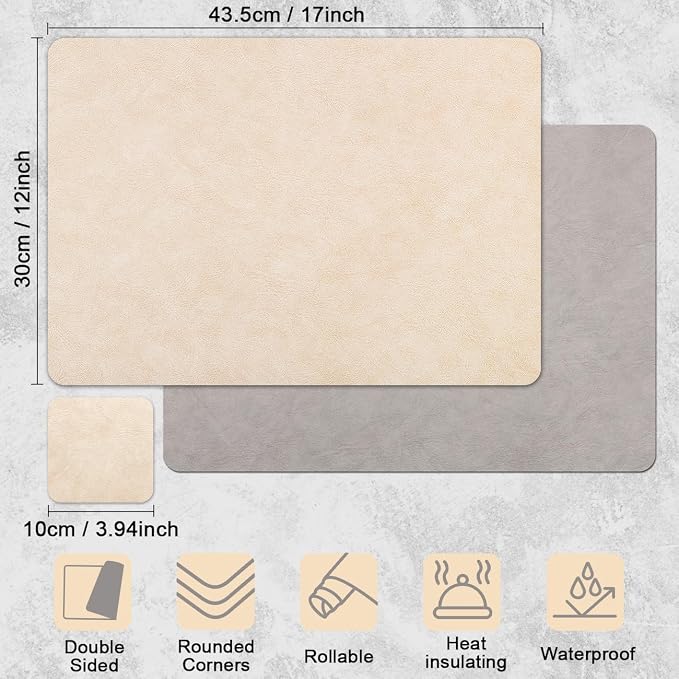 Vinyl Placemats Set of 6, Dual Sided Place Mats - Image 9
