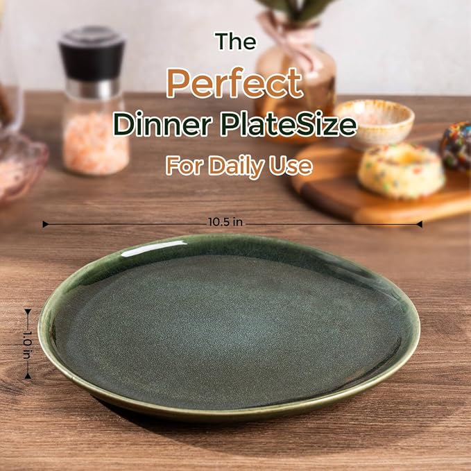 AmorArc Ceramic Dinner Plates Set of 6, 10.5 Inch Stoneware Plates Set | - Image 2