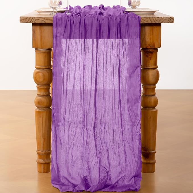 DeZerlor Dark Purple Cheesecloth Table Runners 4 Pack Fall Runners | 120Inch - Image 4