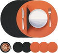 Myir JUN 15 Inches Round Placemats Set of 6 Faux Leather Place Mats | by MyirJUN