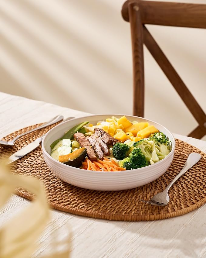 famiware Milkyway 33 oz Pasta Bowls Set of 4, Scratch-Resistant Stoneware Salad - Image 5