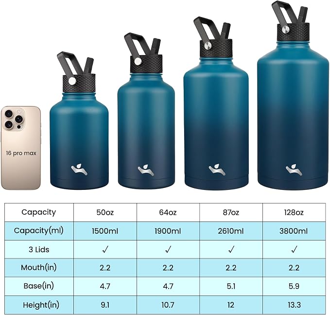 Konokyo 50 oz Insulated Stainless Steel Water Bottle Jug - Image 4
