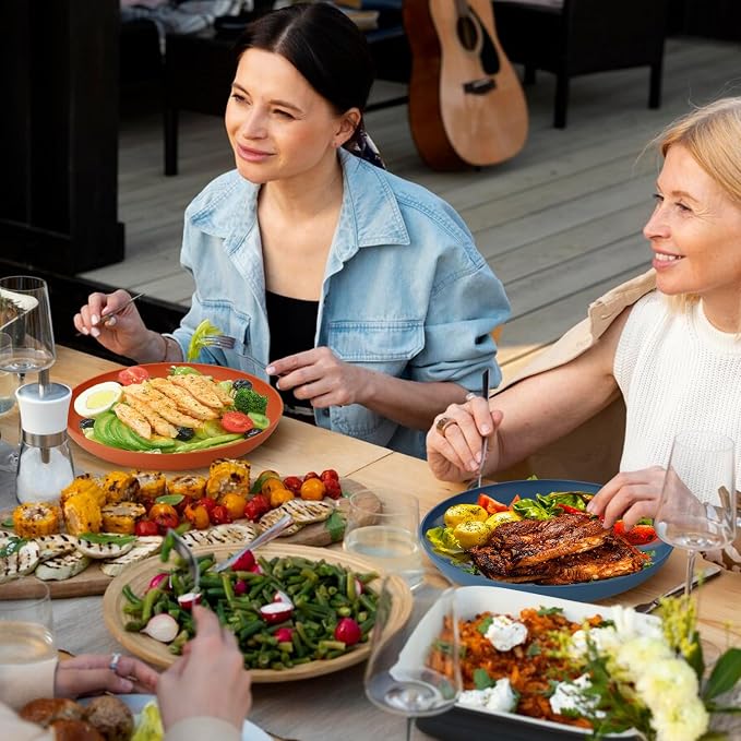 11 Inch Large Wheat Straw Plates 8 Pieces, Unbreakable Dinner Plates Reusable - Image 6