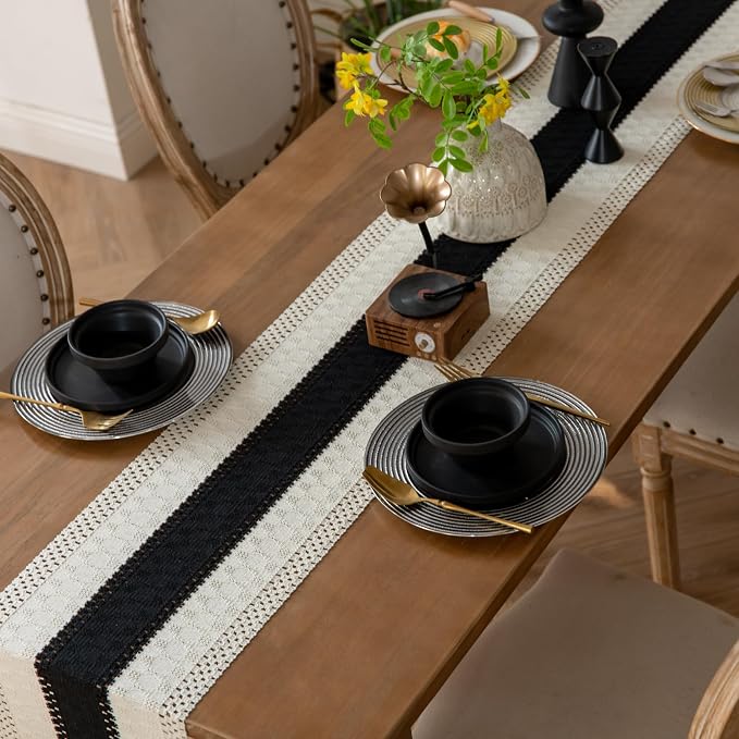 EMMTEEY Boho Table Runner with Tassels 108 Inches Long, Scratch & Heat Resistant - Image 7