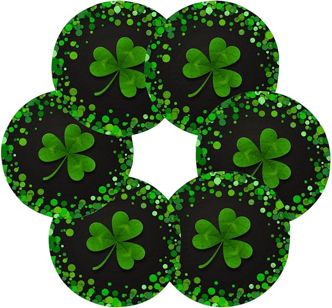 YETTASBIN St. Patrick's Day Shamrock 6 Pcs Drink Coasters - Image 2
