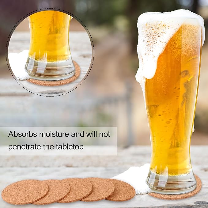 80 Pcs Cork Coasters for Drinks 3.5 Inches Reusable Round Blank Cork Coasters - Image 3