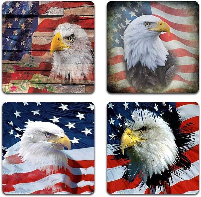 American Eagle Square Coaster Set by QJ+CMJ
