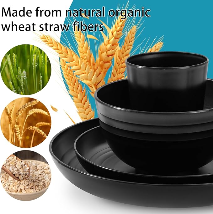 Wheat Straw Dinnerware Sets, Plates and Bowls Set, Dish Sets - Image 5