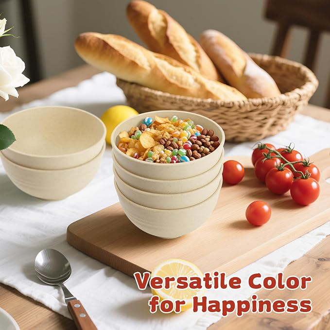 Small Wheat Straw Bowls Sets of 6, Dishwasher Safe and Microwave Safe Snack - Image 3