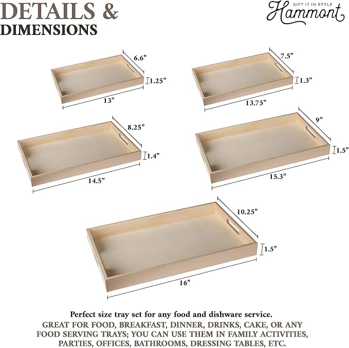 Wood Serving Tray Set with Handles - Image 7