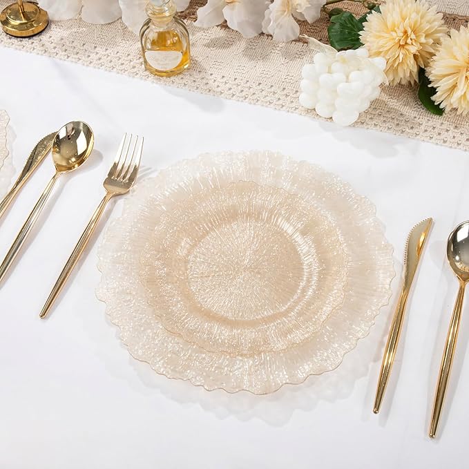 U-QE 60PCS Clear Coffee Plastic Plates - Image 4