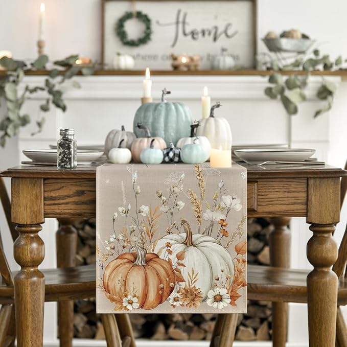 Artoid Mode 210 GSM Fall Table Runner 13x72 Inch Home Party Decor | Pumpkins - Image 2