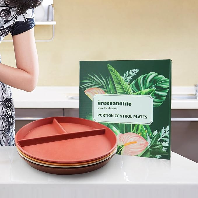 9 Inch 4PCS Unbreakable Portion Control Plates, Divided Plates - Image 6