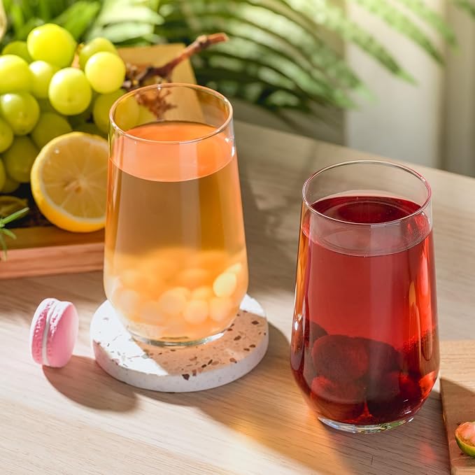 Wlasss Drinking Glasses Set of 4, 16.4 oz Clear Glass Tumbler, Water Glasses - Image 3