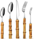 Eboot Bamboo Silverware Set 18/8 Stainless Steel Tableware Set Natural Utensil by eBoot