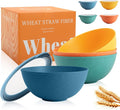 Wheat Straw Bowls Set with Lids, Unbreakable 40 OZ Cereal Bowls Set of 4 by Perlapoc