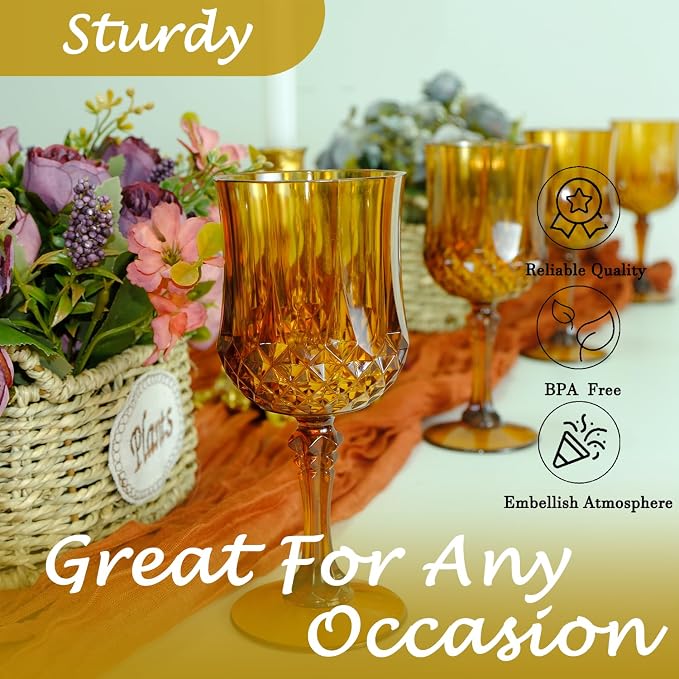 12Pack Plastic Wine Glasses, 7oz Vintage Goblets - Image 7