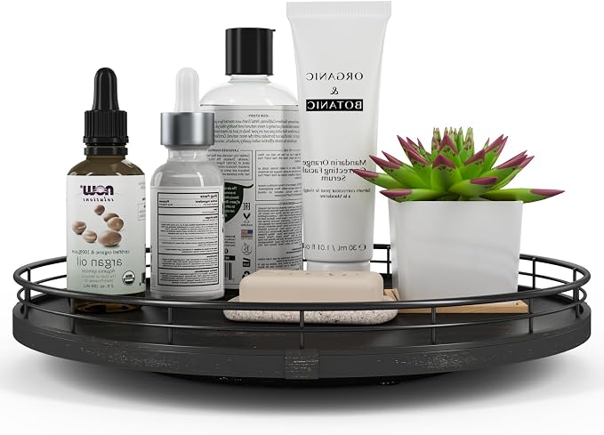 AMH 13-Inch Oak Lazy Susan Vanity Tray by AMH