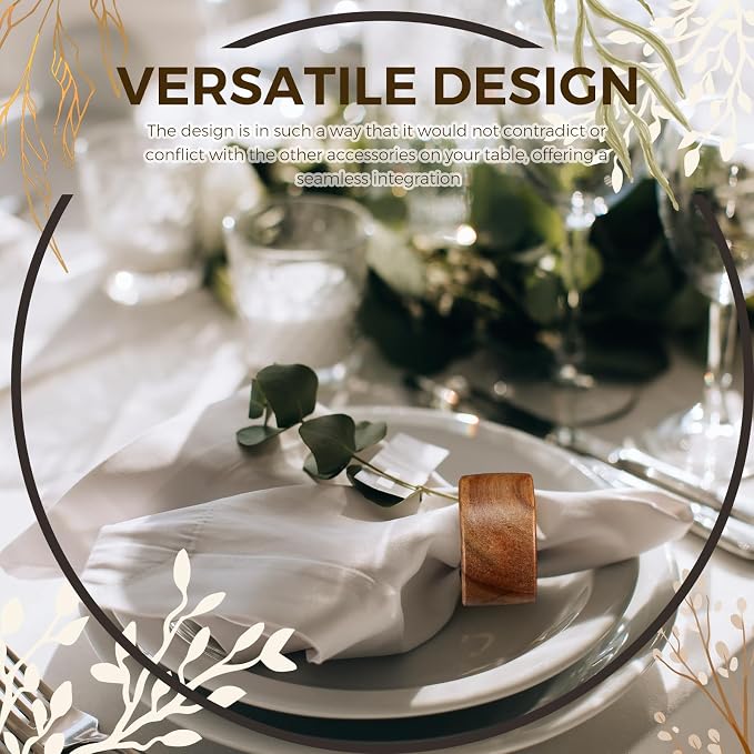 Zhehao 50 Pcs Wood Napkin Rings Bulk Acacia Handmade Dining Table Napkin Holder - Image 5
