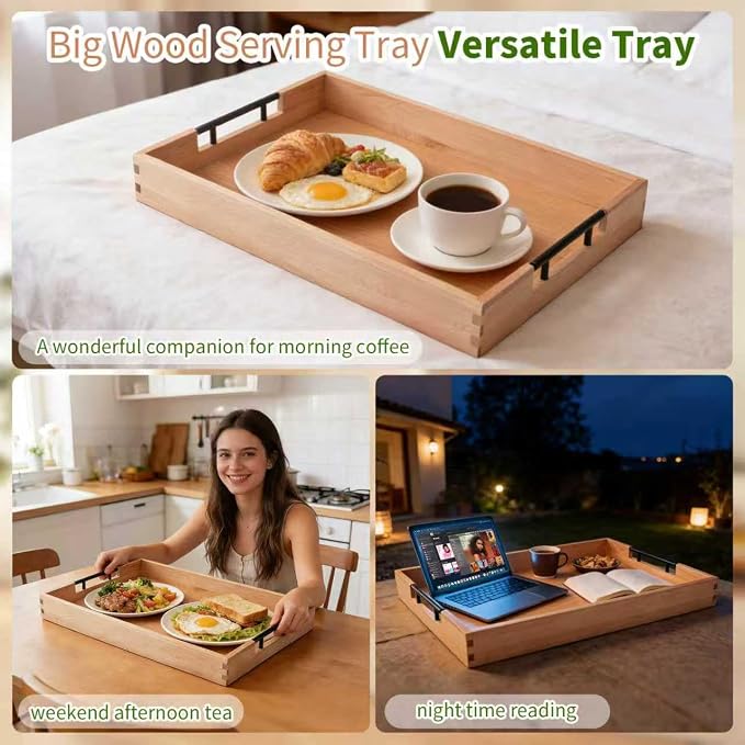 Large Ottoman Tray, Maple Wooden Serving Tray - Image 5