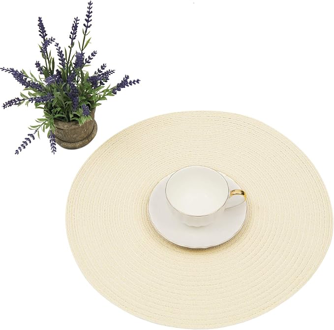 SHACOS Round Braided Placemats Set of 6 Round Table Place Mats - Image 3